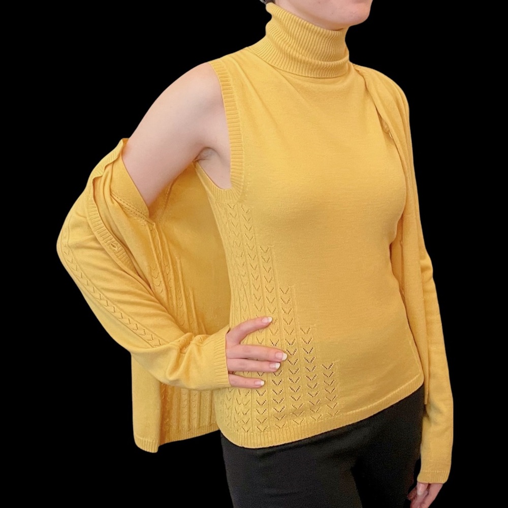 Yellow Carolina Herrera cashmere set.